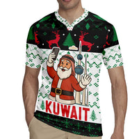 Kuwait Christmas Rugby Jersey with Santa Taking Selfie Kuwait Towers Reindeer and Snowflake - Wonder Print Shop