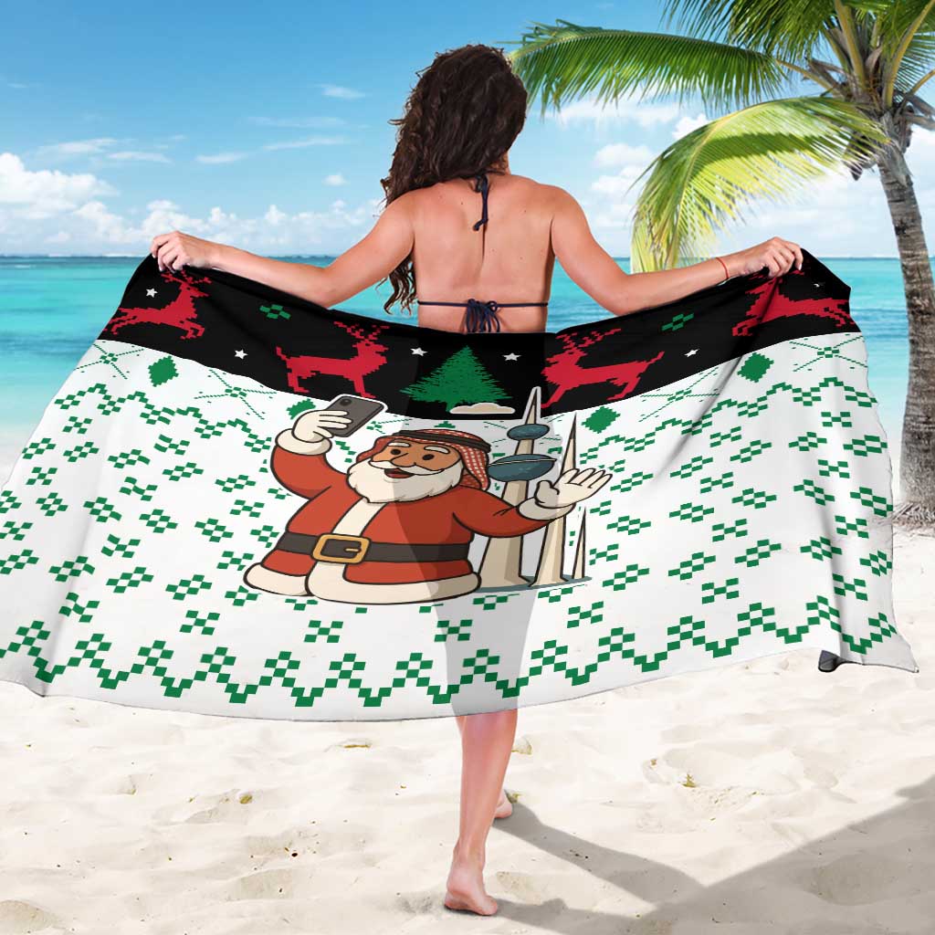 Kuwait Christmas Sarong with Santa Taking Selfie Kuwait Towers Reindeer and Snowflake - Wonder Print Shop