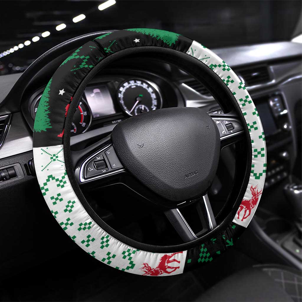 Kuwait Christmas Steering Wheel Cover with Santa Taking Selfie Kuwait Towers Reindeer and Snowflake - Wonder Print Shop