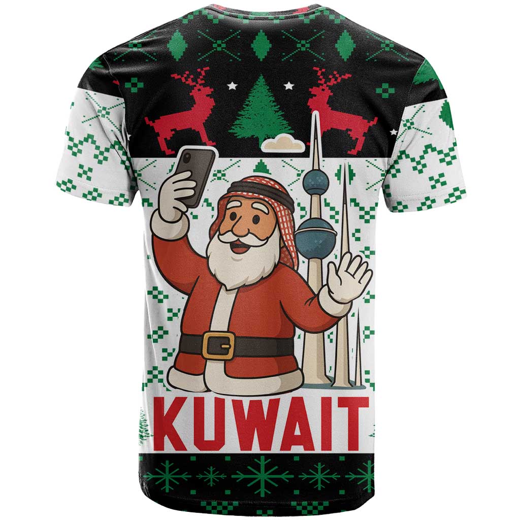 Kuwait Christmas T Shirt with Santa Taking Selfie Kuwait Towers Reindeer and Snowflake - Wonder Print Shop