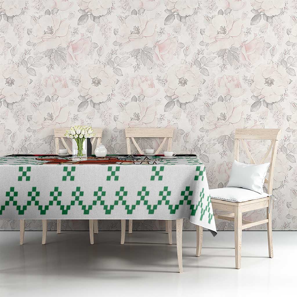 Kuwait Christmas Tablecloth with Santa Taking Selfie Kuwait Towers Reindeer and Snowflake - Wonder Print Shop