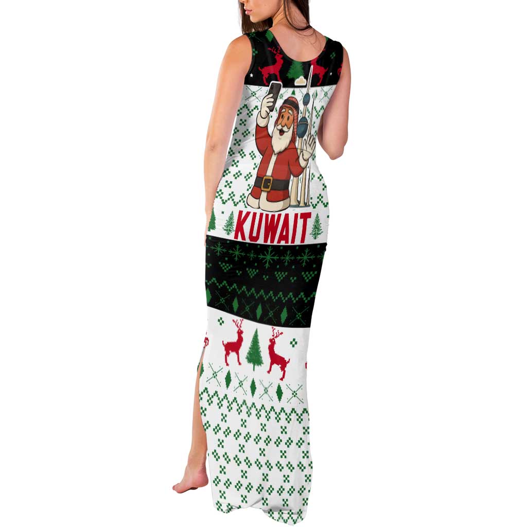 Kuwait Christmas Tank Maxi Dress with Santa Taking Selfie Kuwait Towers Reindeer and Snowflake - Wonder Print Shop