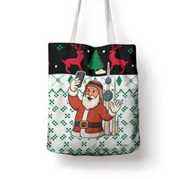 Kuwait Christmas Tote Bag with Santa Taking Selfie Kuwait Towers Reindeer and Snowflake - Wonder Print Shop