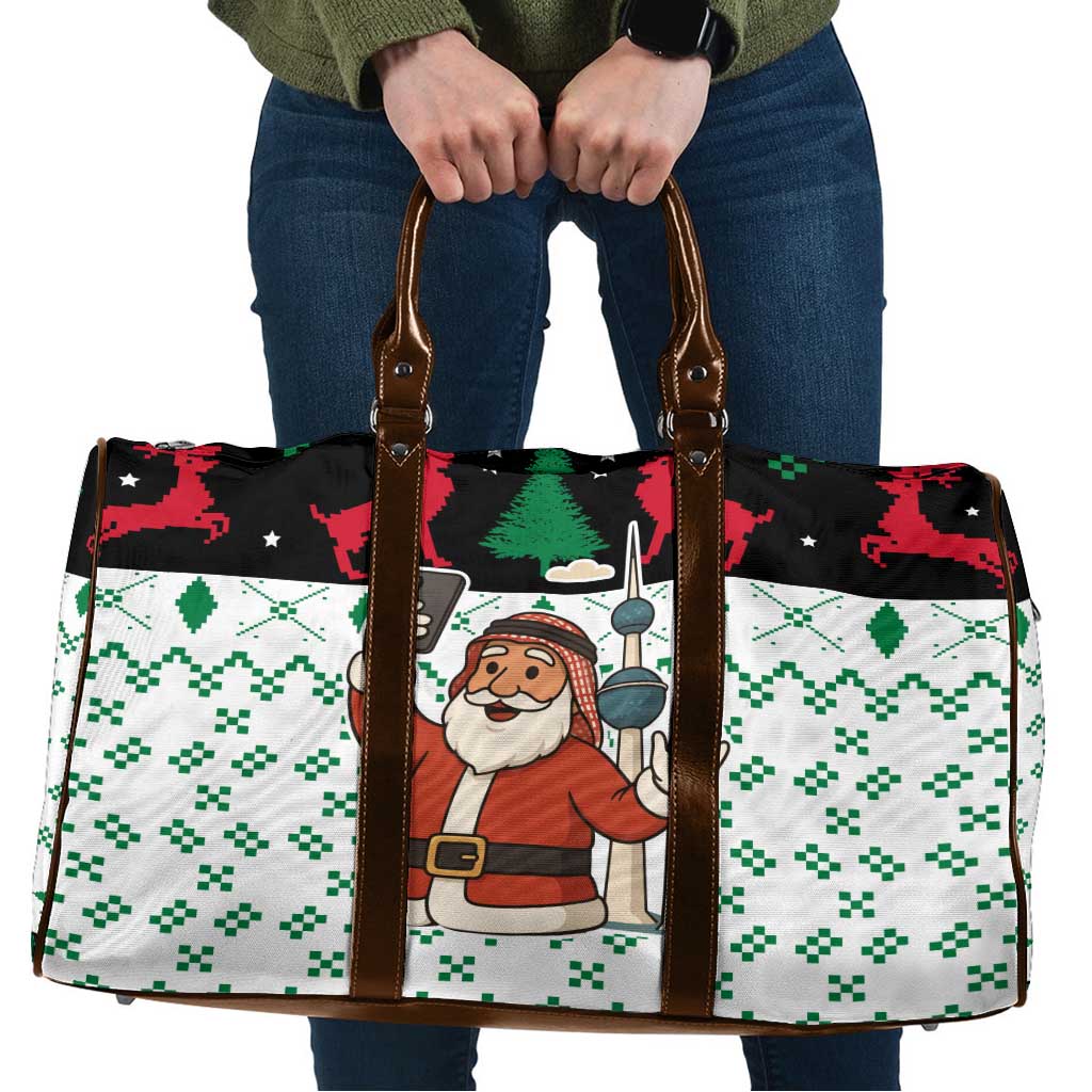 Kuwait Christmas Travel Bag with Santa Taking Selfie Kuwait Towers Reindeer and Snowflake - Wonder Print Shop