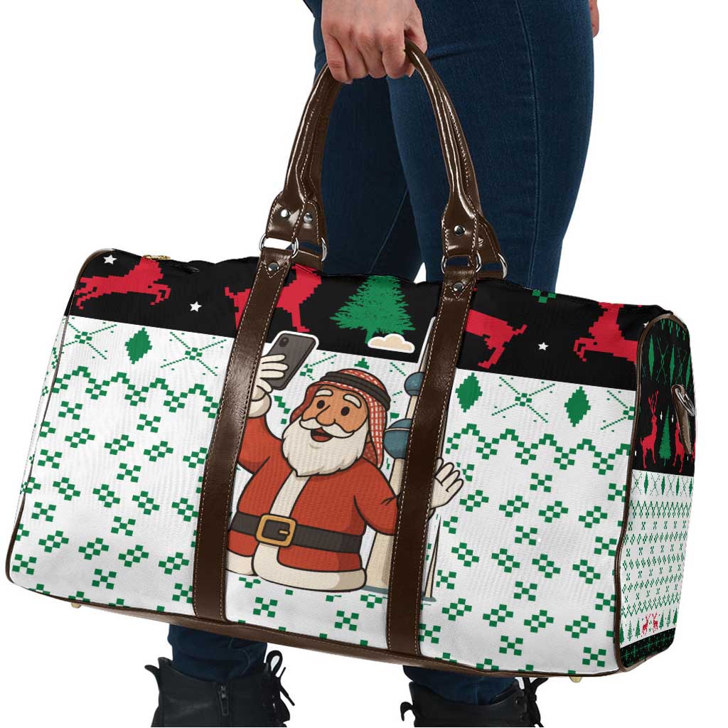 Kuwait Christmas Travel Bag with Santa Taking Selfie Kuwait Towers Reindeer and Snowflake - Wonder Print Shop