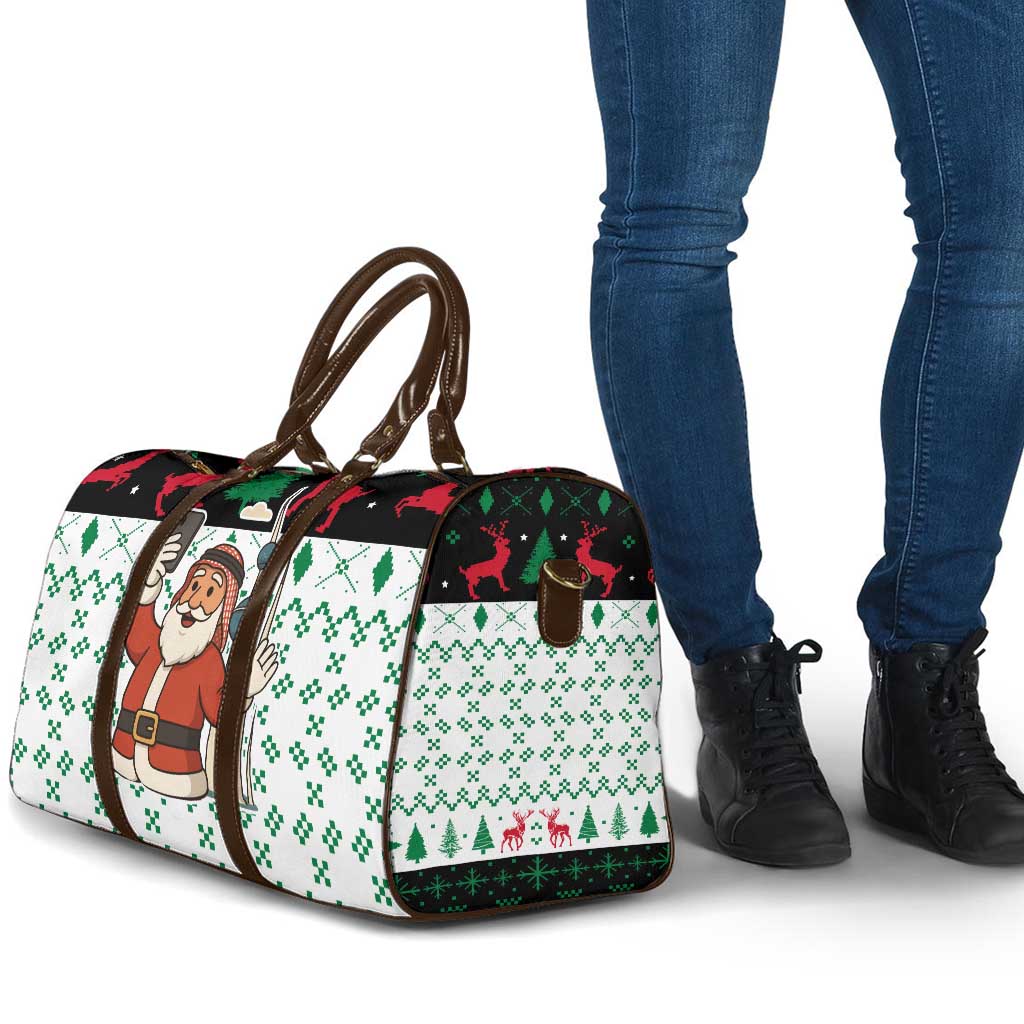 Kuwait Christmas Travel Bag with Santa Taking Selfie Kuwait Towers Reindeer and Snowflake - Wonder Print Shop