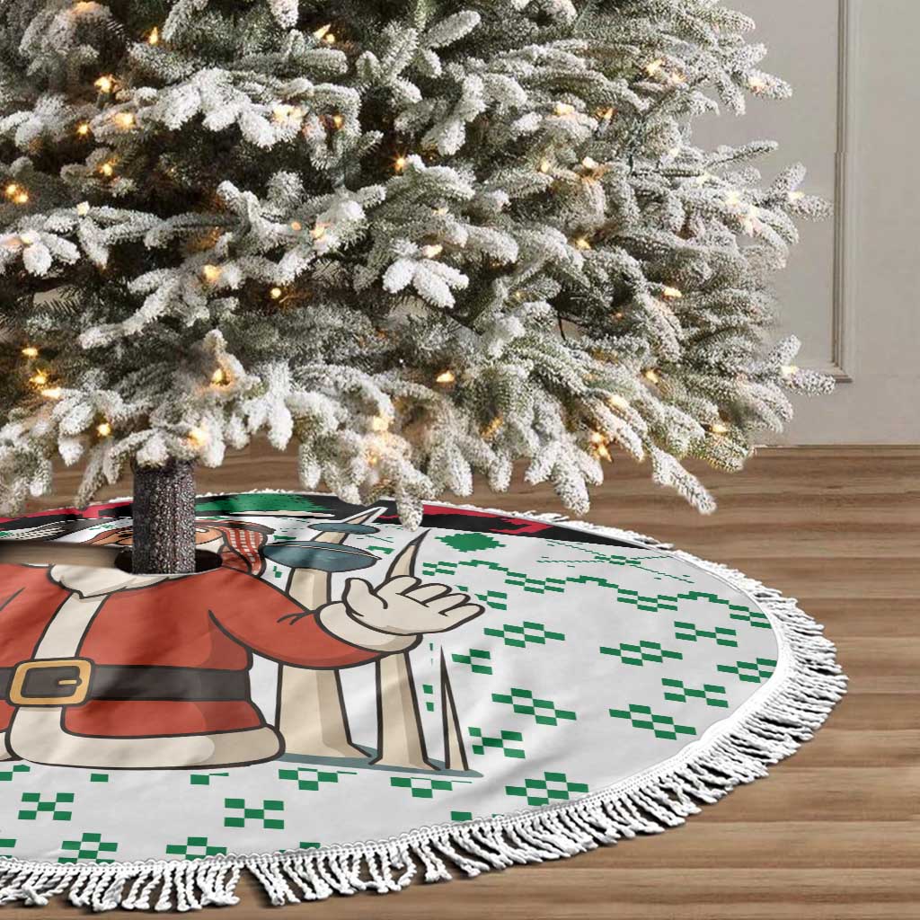Kuwait Christmas Tree Skirt with Santa Taking Selfie Kuwait Towers Reindeer and Snowflake - Wonder Print Shop