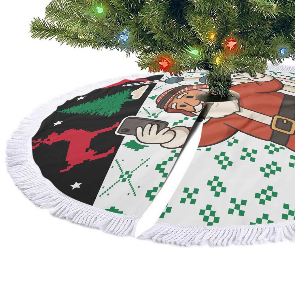 Kuwait Christmas Tree Skirt with Santa Taking Selfie Kuwait Towers Reindeer and Snowflake - Wonder Print Shop