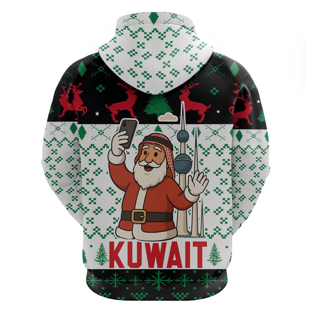Kuwait Christmas Zip Hoodie with Santa Taking Selfie Kuwait Towers Reindeer and Snowflake - Wonder Print Shop