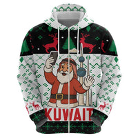 Kuwait Christmas Zip Hoodie with Santa Taking Selfie Kuwait Towers Reindeer and Snowflake - Wonder Print Shop