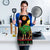 Kuwait Christmas Apron with Camel in Festive Ornaments Snowflakes and Green Red - Wonder Print Shop