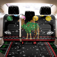 Kuwait Christmas Back Car Seat Cover with Camel in Festive Ornaments Snowflakes and Green Red - Wonder Print Shop
