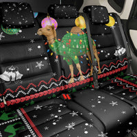 Kuwait Christmas Back Car Seat Cover with Camel in Festive Ornaments Snowflakes and Green Red - Wonder Print Shop
