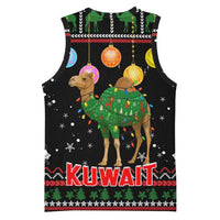 Kuwait Christmas Basketball Jersey with Camel in Festive Ornaments Snowflakes and Green Red - Wonder Print Shop