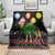 Kuwait Christmas Blanket with Camel in Festive Ornaments Snowflakes and Green Red - Wonder Print Shop