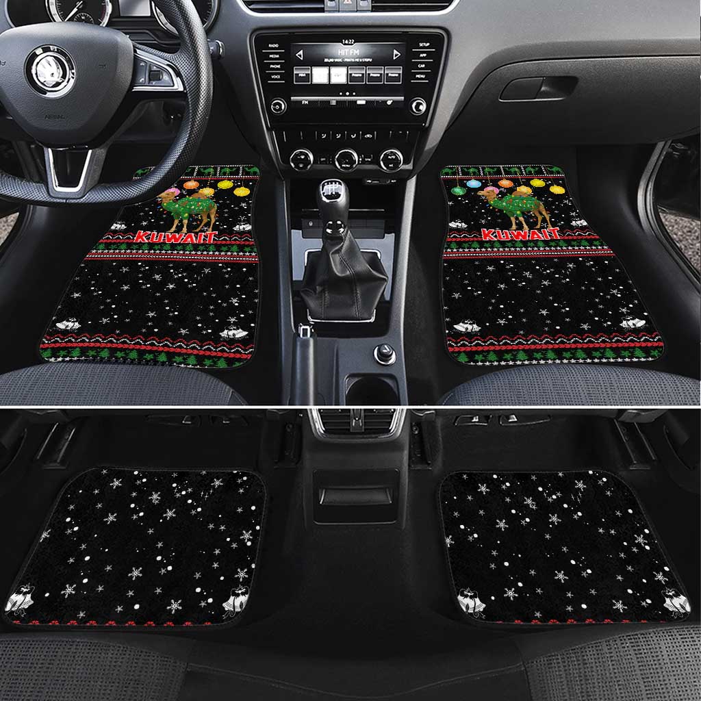 Kuwait Christmas Car Mats with Camel in Festive Ornaments Snowflakes and Green Red - Wonder Print Shop