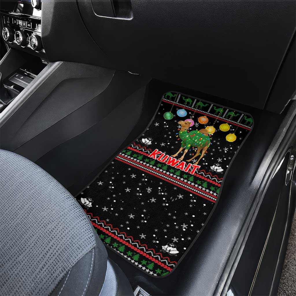 Kuwait Christmas Car Mats with Camel in Festive Ornaments Snowflakes and Green Red - Wonder Print Shop