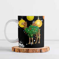 Kuwait Christmas Ceramic Mug with Camel in Festive Ornaments Snowflakes and Green Red - Wonder Print Shop