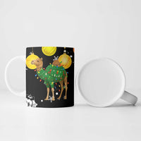 Kuwait Christmas Ceramic Mug with Camel in Festive Ornaments Snowflakes and Green Red - Wonder Print Shop