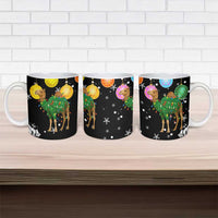 Kuwait Christmas Ceramic Mug with Camel in Festive Ornaments Snowflakes and Green Red - Wonder Print Shop