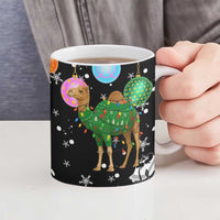 Kuwait Christmas Ceramic Mug with Camel in Festive Ornaments Snowflakes and Green Red - Wonder Print Shop