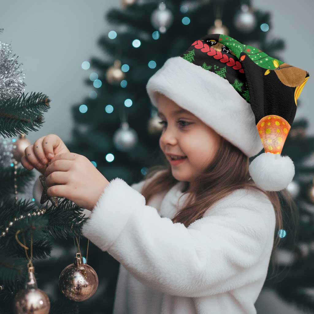 Kuwait Christmas Santa Hat with Camel in Festive Ornaments Snowflakes and Green Red - Wonder Print Shop