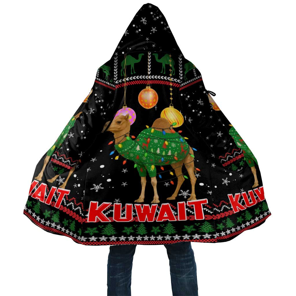 Kuwait Christmas Cloak with Camel in Festive Ornaments Snowflakes and Green Red - Wonder Print Shop