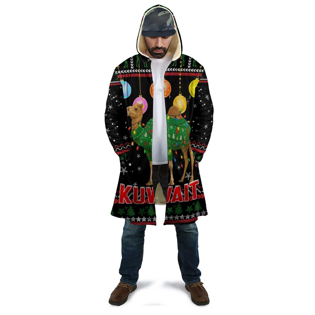 Kuwait Christmas Cloak with Camel in Festive Ornaments Snowflakes and Green Red - Wonder Print Shop