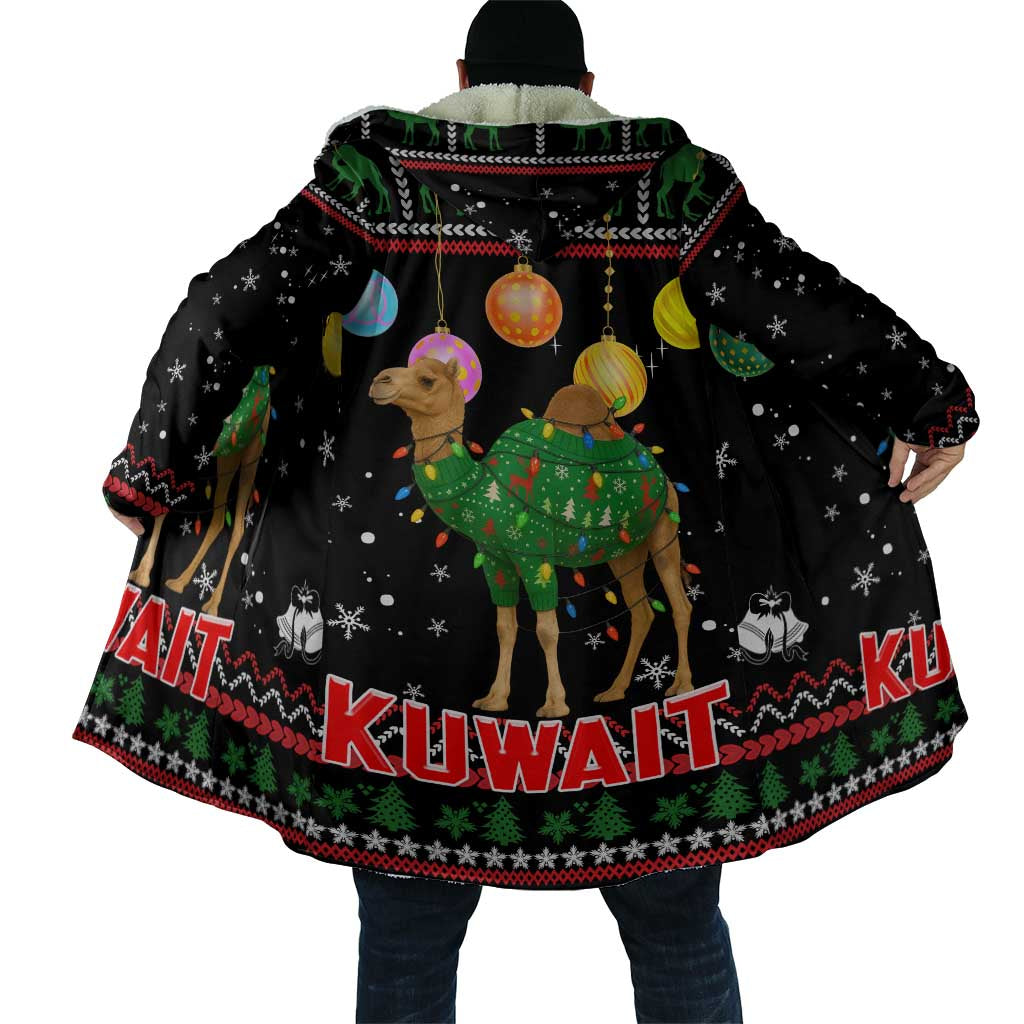 Kuwait Christmas Cloak with Camel in Festive Ornaments Snowflakes and Green Red - Wonder Print Shop