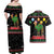 Kuwait Christmas Couples Matching Off Shoulder Maxi Dress and Hawaiian Shirt with Camel in Festive Ornaments Snowflakes and Green Red - Wonder Print Shop