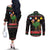 Kuwait Christmas Couples Matching Off The Shoulder Long Sleeve Dress and Long Sleeve Button Shirt with Camel in Festive Ornaments Snowflakes and Green Red - Wonder Print Shop