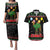 Kuwait Christmas Couples Matching Puletasi and Hawaiian Shirt with Camel in Festive Ornaments Snowflakes and Green Red - Wonder Print Shop