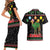 Kuwait Christmas Couples Matching Short Sleeve Bodycon Dress and Hawaiian Shirt with Camel in Festive Ornaments Snowflakes and Green Red - Wonder Print Shop