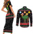 Kuwait Christmas Couples Matching Short Sleeve Bodycon Dress and Long Sleeve Button Shirt with Camel in Festive Ornaments Snowflakes and Green Red - Wonder Print Shop