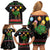 Kuwait Christmas Family Matching Off Shoulder Short Dress and Hawaiian Shirt with Camel in Festive Ornaments Snowflakes and Green Red - Wonder Print Shop