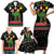 Kuwait Christmas Family Matching Short Sleeve Bodycon Dress and Hawaiian Shirt with Camel in Festive Ornaments Snowflakes and Green Red - Wonder Print Shop