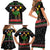 Kuwait Christmas Family Matching Short Sleeve Bodycon Dress and Hawaiian Shirt with Camel in Festive Ornaments Snowflakes and Green Red - Wonder Print Shop