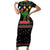 Kuwait Christmas Family Matching Short Sleeve Bodycon Dress and Hawaiian Shirt with Camel in Festive Ornaments Snowflakes and Green Red - Wonder Print Shop
