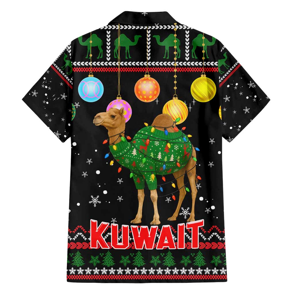 Kuwait Christmas Family Matching Summer Maxi Dress and Hawaiian Shirt with Camel in Festive Ornaments Snowflakes and Green Red - Wonder Print Shop