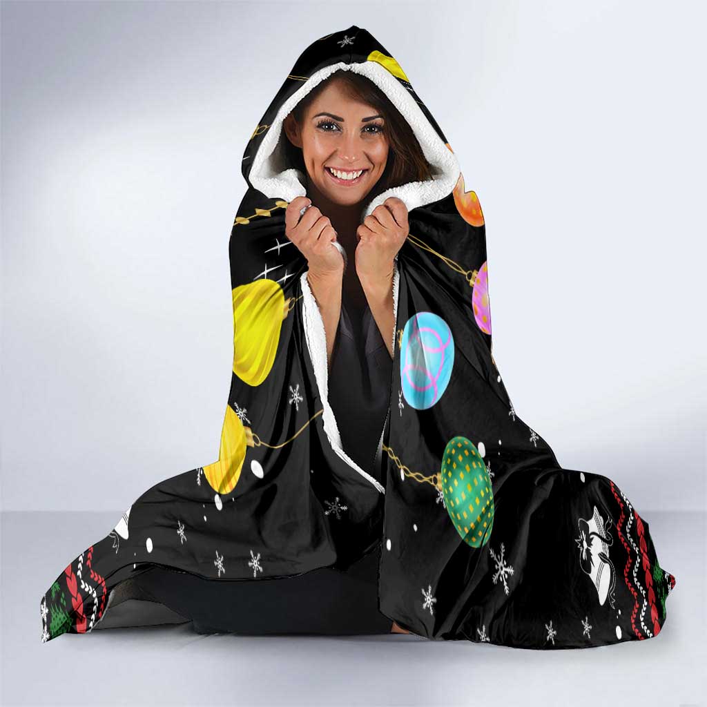 Kuwait Christmas Hooded Blanket with Camel in Festive Ornaments Snowflakes and Green Red - Wonder Print Shop
