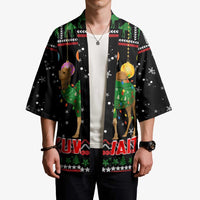 Kuwait Christmas Kimono with Camel in Festive Ornaments Snowflakes and Green Red - Wonder Print Shop