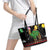 Kuwait Christmas Leather Tote Bag with Camel in Festive Ornaments Snowflakes and Green Red - Wonder Print Shop
