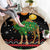 Kuwait Christmas Round Carpet with Camel in Festive Ornaments Snowflakes and Green Red - Wonder Print Shop