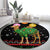 Kuwait Christmas Round Carpet with Camel in Festive Ornaments Snowflakes and Green Red - Wonder Print Shop