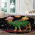 Kuwait Christmas Round Carpet with Camel in Festive Ornaments Snowflakes and Green Red - Wonder Print Shop