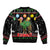 Kuwait Christmas Sleeve Zip Bomber Jacket with Camel in Festive Ornaments Snowflakes and Green Red - Wonder Print Shop