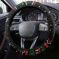 Kuwait Christmas Steering Wheel Cover with Camel in Festive Ornaments Snowflakes and Green Red - Wonder Print Shop