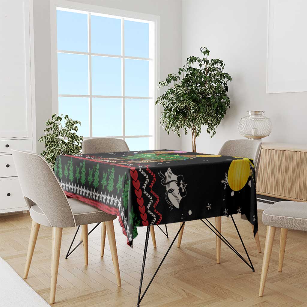 Kuwait Christmas Tablecloth with Camel in Festive Ornaments Snowflakes and Green Red - Wonder Print Shop
