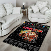 Kyrgyzstan Christmas Area Rug with Santa Decorating Yurt Colorful Lights Snowflakes and National - Wonder Print Shop
