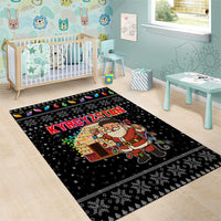 Kyrgyzstan Christmas Area Rug with Santa Decorating Yurt Colorful Lights Snowflakes and National - Wonder Print Shop
